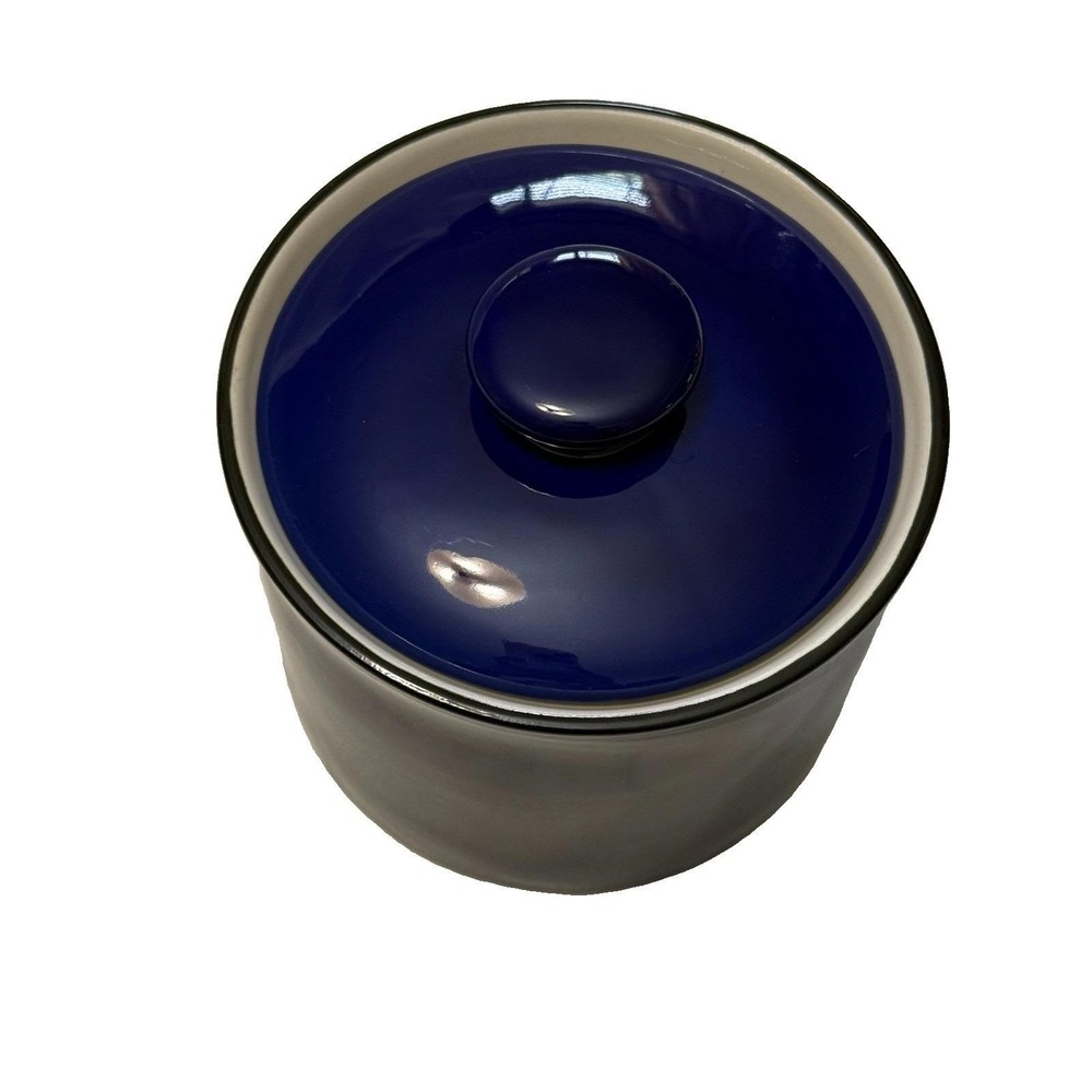 Gibson Sensations II Cobalt Blue Stoneware Canister Jar w Lid Kitchen Storage - Picture 2 of 10